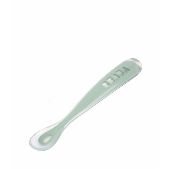🍽️ BÉABA // Baby’s First Foods Silicone Spoons Set – Set of 2 in Rose & Sage - Picture 3 of 3